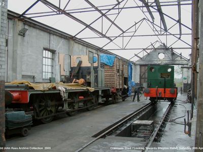 Cranmore Shed looking towards Shepton Mallet on the left is the E1 having been withdrawn from service at the time pending some serious boiler repairs and on the right over the pit can be seen Lord Fisher. PS The E1 locomotive can now be seen at the Haven 